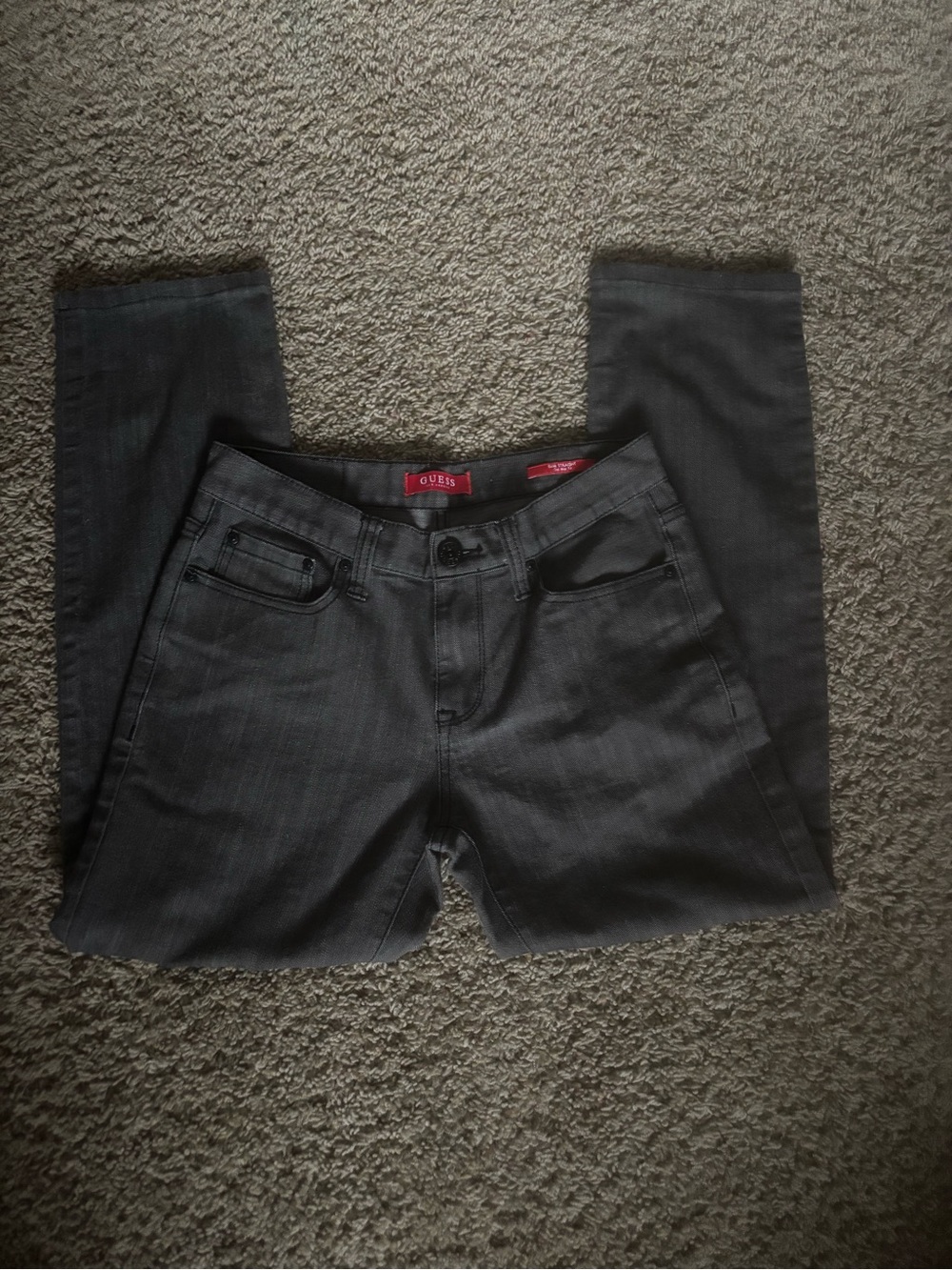 GUESS Women's Charcoal Straight Leg Jeans